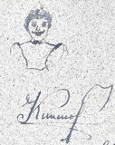 Портрет неизвестного, выполненный чернилами неким Климовым на полях документа. [1919 г.]
